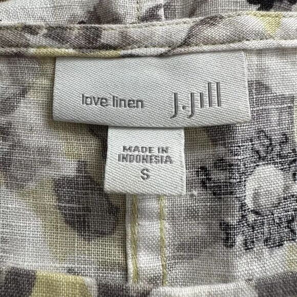 J Jill Love Linen Yellow & Black Sleeveless Floral Dress with Pockets Size S - Picture 3 of 7